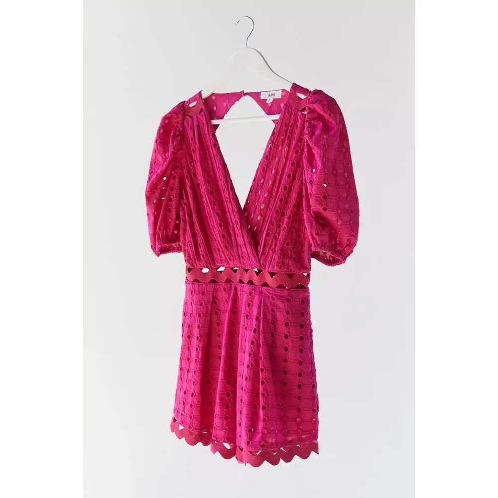 Urban Outfitter Cleo Eyelet Puff Sleeve Romper